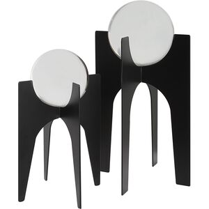 Ellianna Crystal and Brushed Black Crystal Spheres on Base, Set of 2