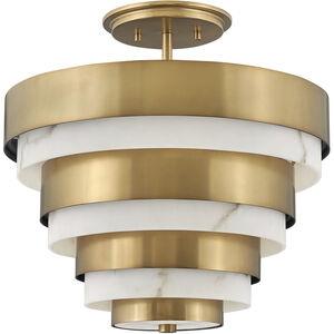 Lisa McDennon Echelon 3 Light 15.5 inch Heritage Brass Indoor Semi-Flush Mount Ceiling Light