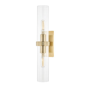 Briggs 2 Light 4.5 inch Aged Brass Wall Sconce Wall Light
