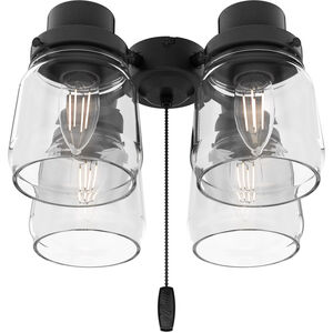 Original 4 Light Matte Black Fan Fitter and Glass
