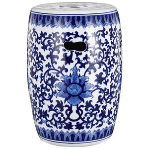 Garden 15.9 inch Blue and White Stool