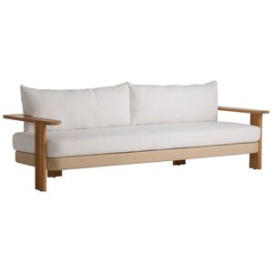 Halston Pearl Boucle and Natural Teak with Khaki Outdoor Sofa