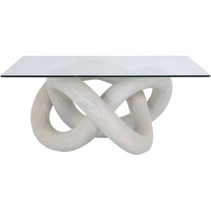 Knotty 36 X 36 inch White with Clear Coffee Table