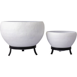 Teris Plaster White with Aged Black Indoor Planter