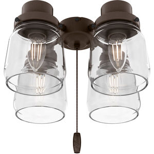 Original 4 Light Chestnut Brown Fan Fitter and Glass